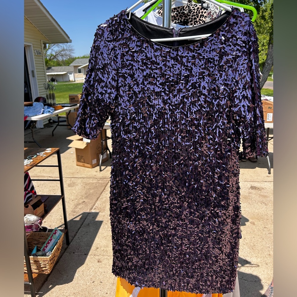 Purple sequin mini dress